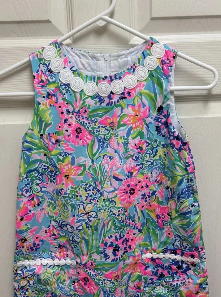 Vestido Lilly Pulitzer Niñas Talla 8 Azul Almafi Isla Caimán Little Lilly Foto 2 de 4