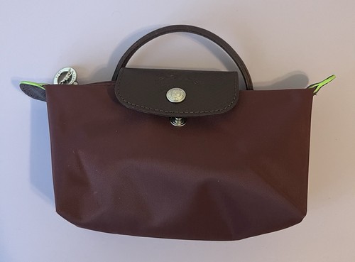 LE PLIAGE RECYCLED CANVAS POUCH WITH HANDLE EX SMALL BURGUNDY COLOR