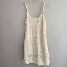 A New Day Dress Womens S White Crochet Slip Lined Boho Mini Sundress Summer