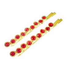 USA Bobby Pin Rhinestone Crystal Hair Clip Hairpin Jeweled Elegant RED 10-2