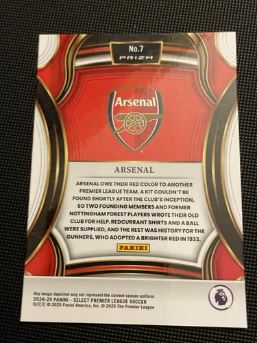 2024-25 Panini Select Premier League Team Badge ARSENAL Silver Prizm - Picture 2 of 2