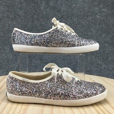 Keds X Kate Spade Sneaker Womens 6.5 Silver Champion Glitter Low Lace Up WF57830