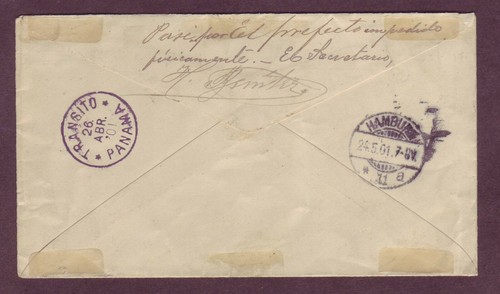 KOLUMBIEN - SELTENE PROVISORISCHE FRANKATUR - 1901 Brief nach DEUTSCHLAND über PANAMA !! - Bild 3 von 3