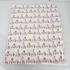 Carters Cotton Flannel Baby Swaddle Blanket White Purple Giraffe Flower