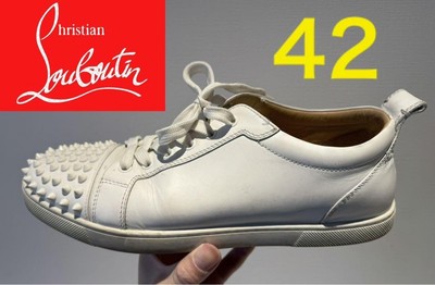Christian Louboutin Shoes Sneakers Studded Leather White Size 42 