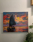 Omg!!    20X16   SUNSET SEA OCEAN BOAT SAILING NAUTICAL JOSE TRUJILLO — photo 2