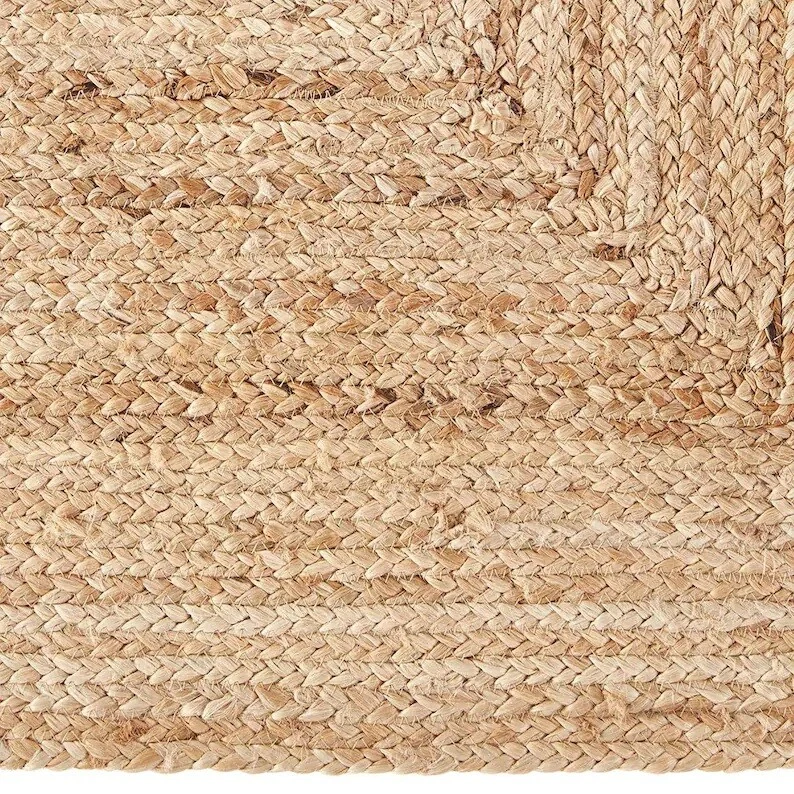 Runner carpet natural jute rug hand woven braided beige color for Living Room - Image 4 of 4
