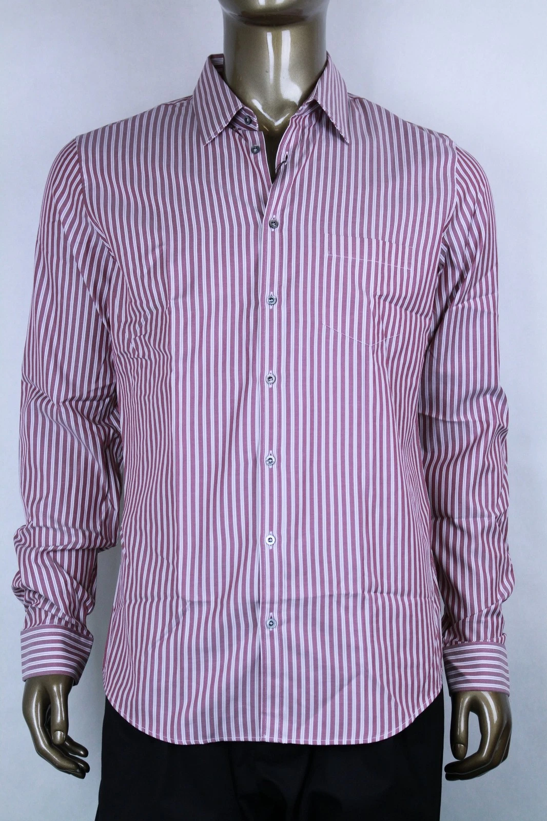 Chemise homme authentique Gucci à rayures maigres rose/violet clair 40/15,75 387981 5012