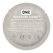 ONE Pleasure Dome, Large Head Lubricated Bulk Latex Condoms + Silver Pocket Case