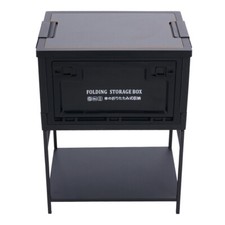 Large Folding Storage Box Wooden Lid Table Container for Camping Caravan Picnic