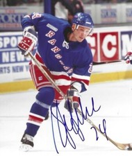 Signed  8x10 SYLVAIN LEFEBVRE New York Rangers Autographed Photo - COA