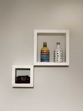 Mensole quadrate legno fatto a mano design moderno (30cmx30cm-20cmx20cm)