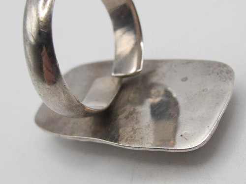 Vintage riesiger gehämmerter Sterling 925 Ring rechteckiger MOP Stein Gr.10 - 12,8 g - Bild 5 von 11