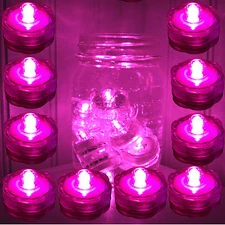 Submersible Waterproof Battery LED Tea Light ~ PINK ~ 10 Pack Wedding Decoration
