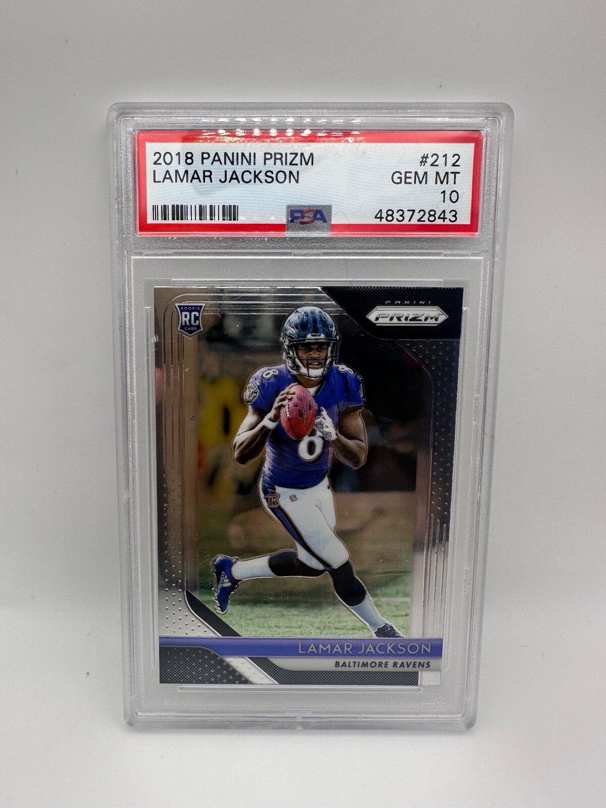 2018 Panini Prizm LAMAR JACKSON Baltimore Ravens Rookie RC #212 Gem Mint PSA 10