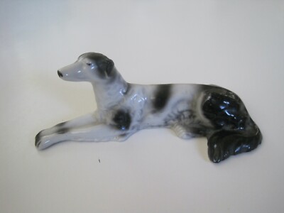 Borzoi Figurine Black & White Porcelain
