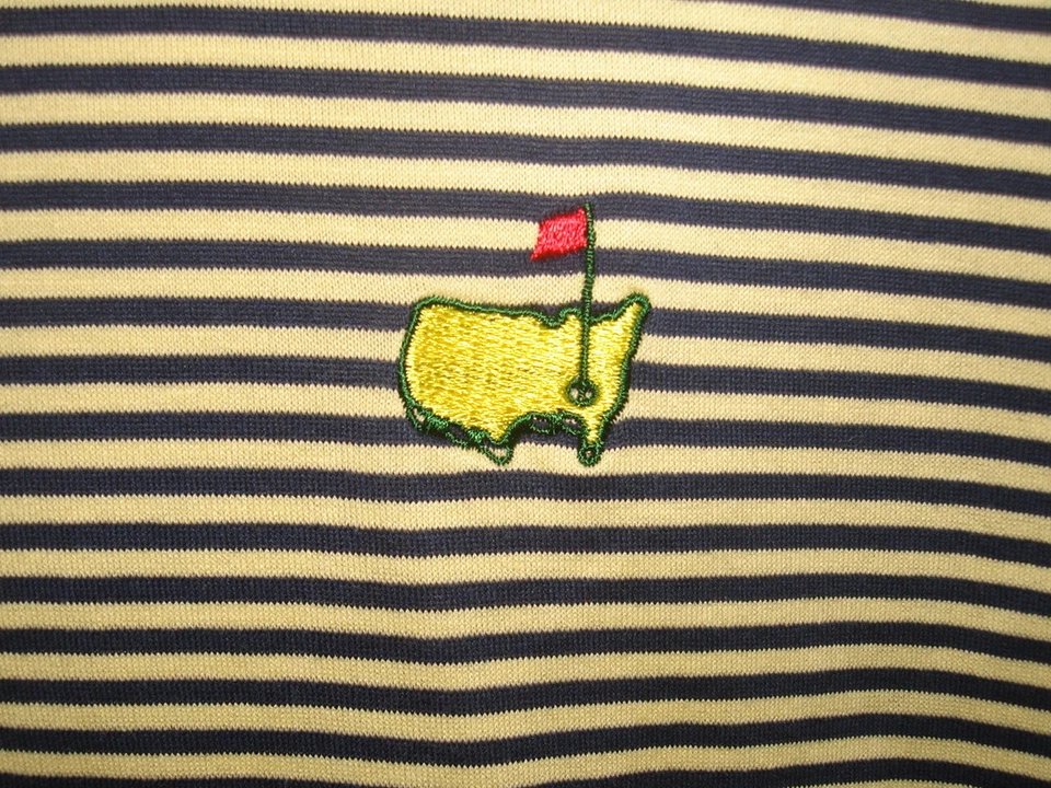  Augusta National Blue/Gold Striped 100% Cotton S/S Polo Shirt Sz. M - Image 2 of 4