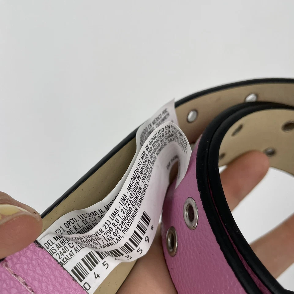 Forever 21 Faux Leather Pink Belt Grunge Punk Double Grommet Y2K - Image 4 of 4