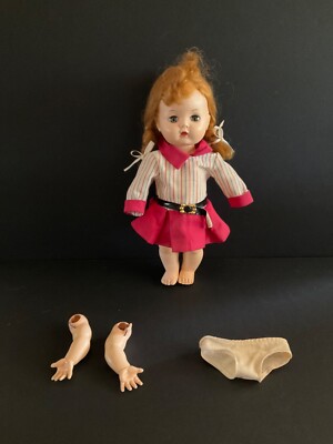 Vintage Pat Pend 12'' Hard Plastic Walker Doll Strawberry Hair Open Close Eyes