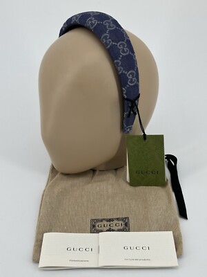New Luxury Genuine GUCCI Hair Accessory Headband Headband -755038 Blue.