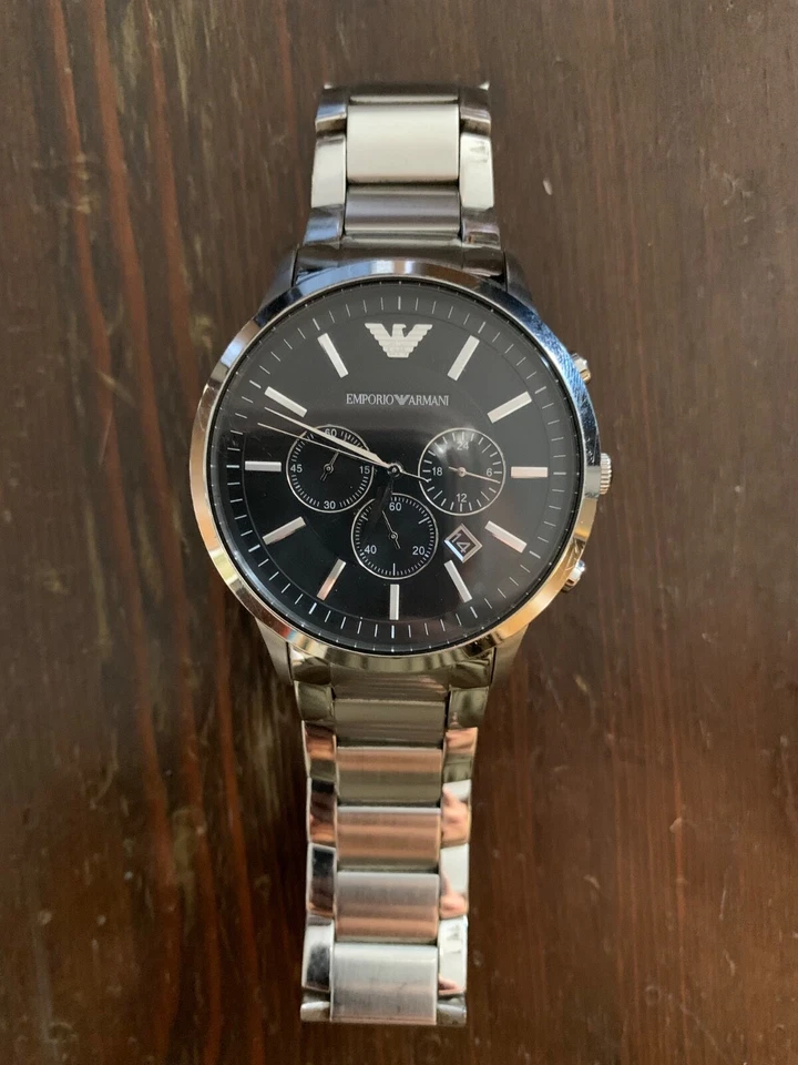 Emporio Armani AR2460 46mm Cassa Argento in Acciaio Cinturino Argento in... - Immagine 3 di 4
