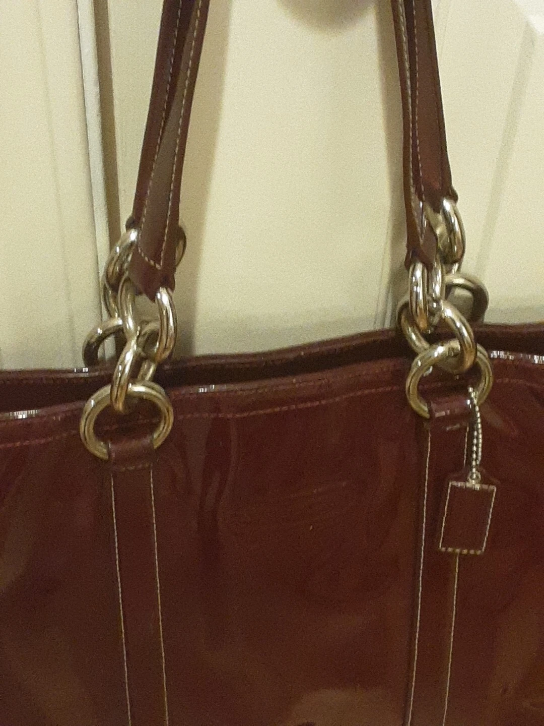 Borsa Coach Y2K vintage RARA grande borsa a tracolla bordeaux vernice pelle