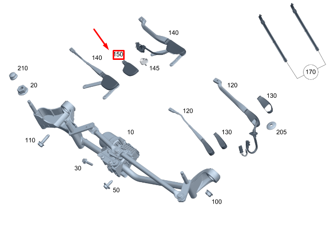 MERCEDES-BENZ GLE W167 Wischerarmabdeckung vorne links RHD A1678240700