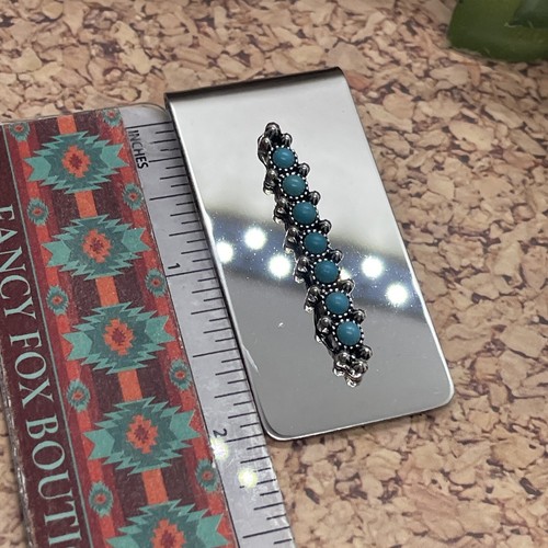 Dad Son Gift Native American Money Clip Stainless Steel Arrow Quality Turquoise - Picture 5 of 10
