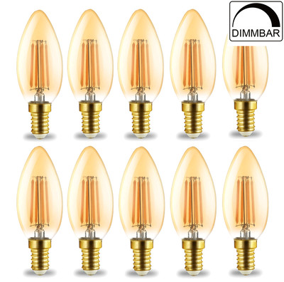 10 Dimmbar LED Leuchtmittel Birne E14 Sockel 4w Filament Vintage 2200K 400 Lumen