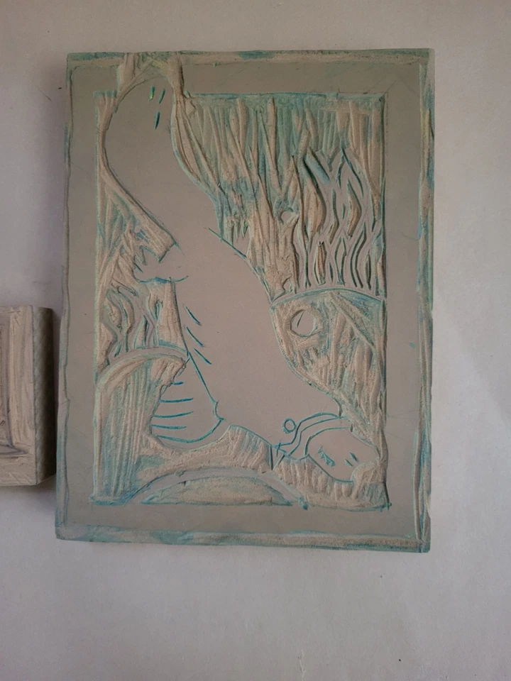 Bloques de linocorte de canguro y ornitorrinco para grabado hechos a mano Foto 4 de 4