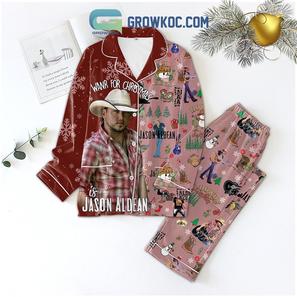Jason Aldean Christmas Pajama Set for Holiday Gifting