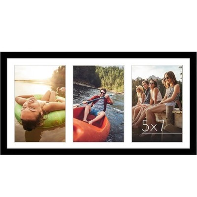 5x7 Collage Picture Frame with Shatter-Resistant Glass, for Wall Display, Black