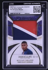 2020 Immaculate KYLIAN MBAPPE Game Worn 3 Color Jumbo Patch.  CGC Authentic. /10