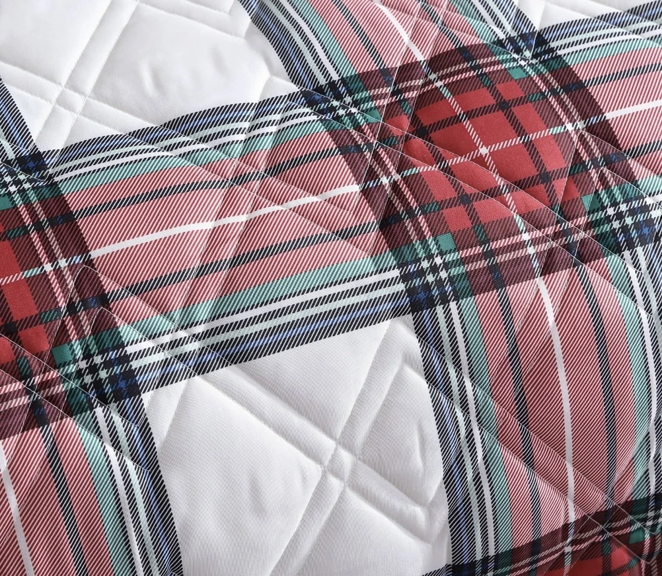 Mainstays 3 изделия взрослых лоскутное одеяло комплект, красный Tartan клетку, полный королева, совершенно новый - Изображение 4 из 4