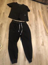 LOT FIGS Scrubs Top  Bottom Pants Shirt Set Black XL Extra Large PO 3478 PO1659