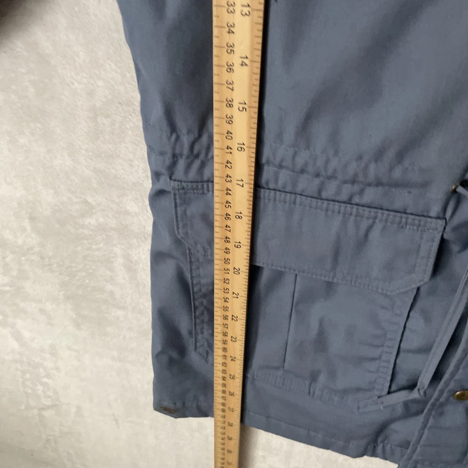 Woolrich Womans Parka 夹克蓝色 Snap 中号尼龙羊毛长袖复古 70 年代 — 第 4/4 张图片