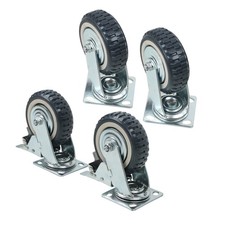 4 Pcs 6 Inch Swivel Caster Wheels Heavy Duty Inclined Fixed Wheel With Brake