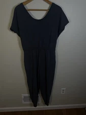 Anybody LP Large Petite Knit Casual One Piece Jumpsuit Romper Blue Pant Pockets
