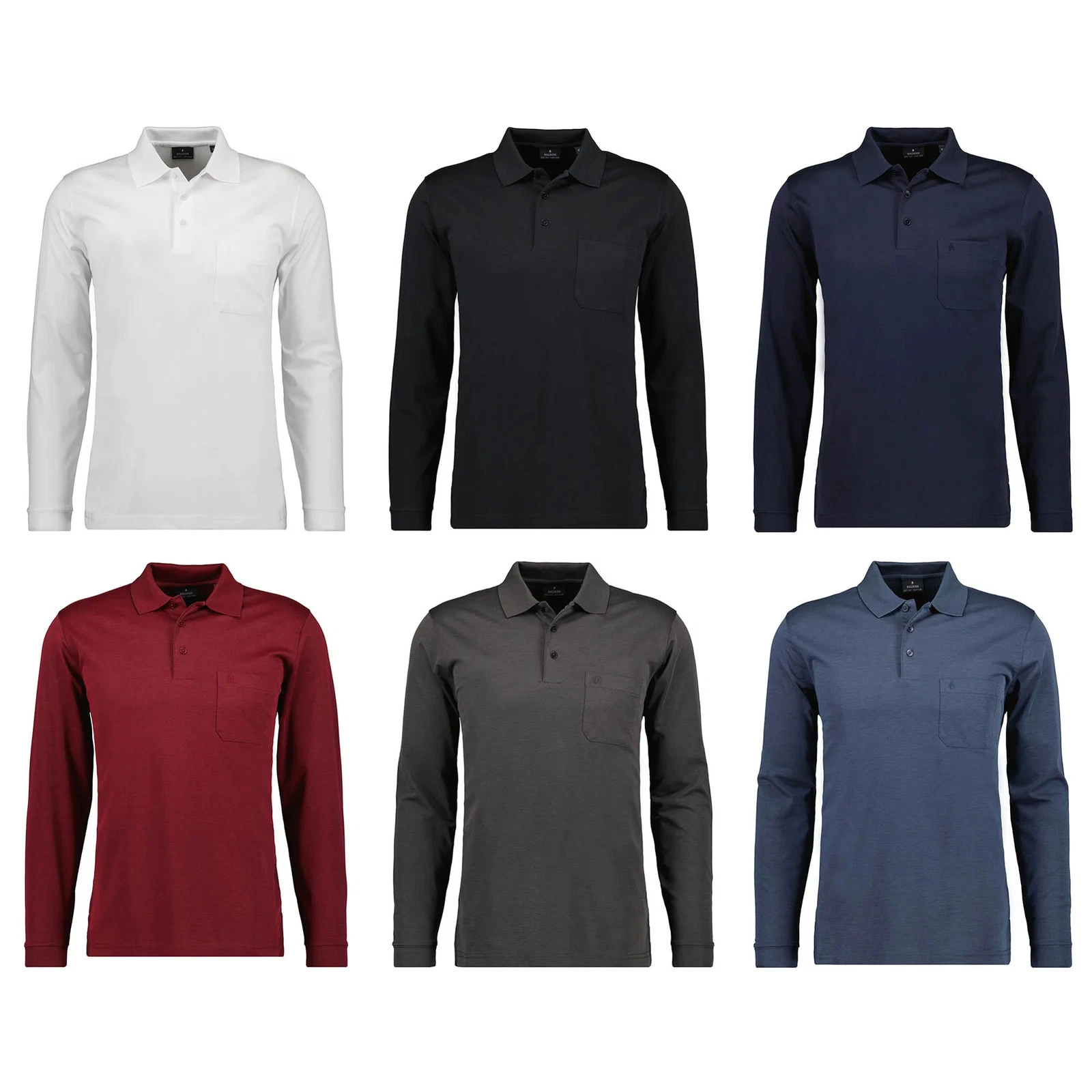RAGMAN Men's Long Sleeve Polo Shirt - Soft Knit Polo Button Long Sleeve, Cotton Blend...