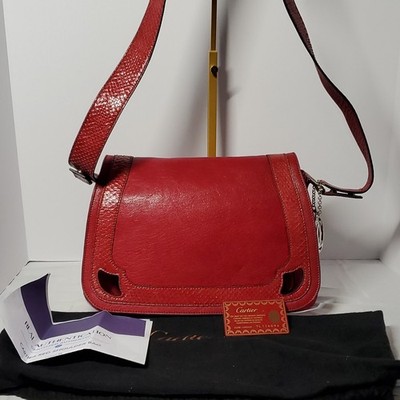 Authentic Cartier Marcello Leather Python & Suede Crossbody And Shoulder bag