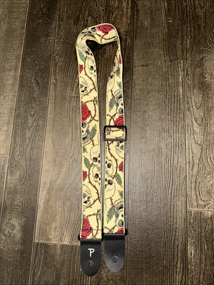 Perris Leather Guitar Strap - Skulls And Rose's Guitar Strap