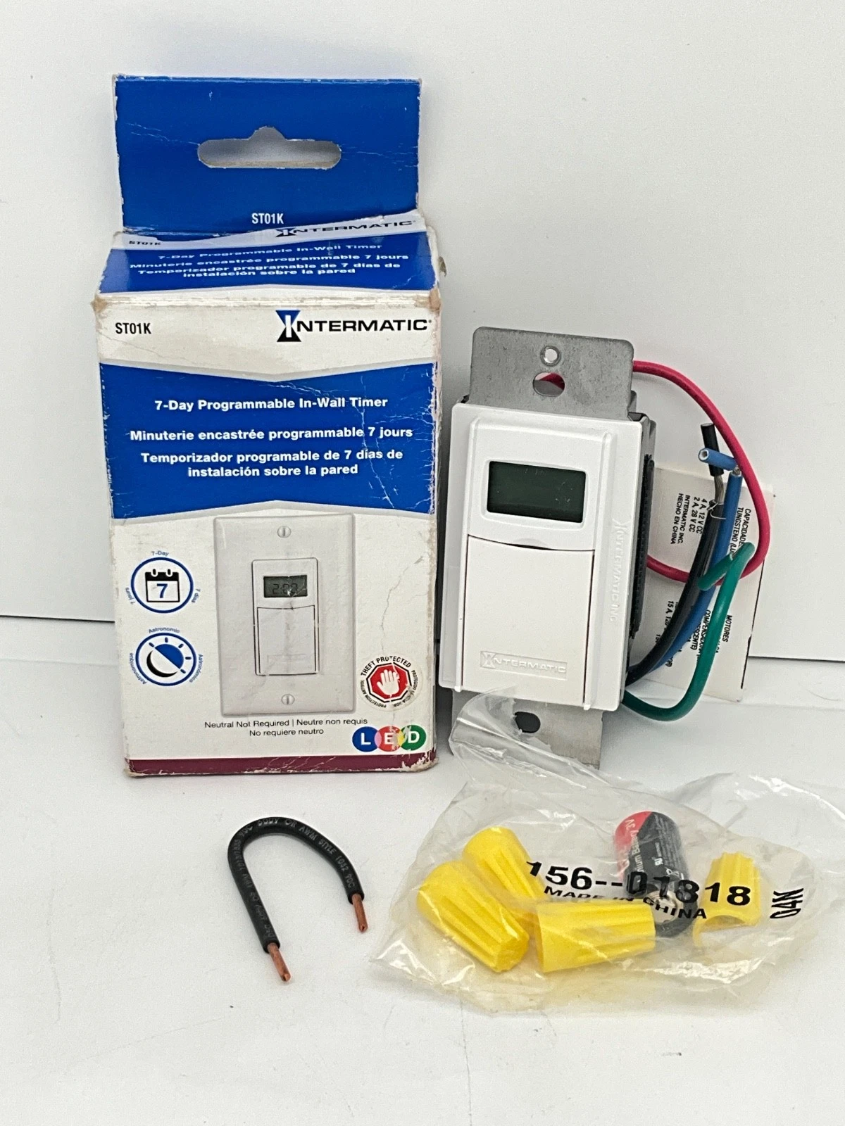 Intermatic 7-Day Programmable In-Wall Digital Timer Switch ST01K, 120-277V, 15A