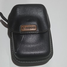 Canon Black Leather Compact Case/Pouch for Camera, With Strap made in Japan