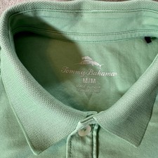 TOMMY BAHAMA MENS MEDIUM GREEN MARLIN SHORT SLEEVE POLO SHIRT SLEEVE LOGO