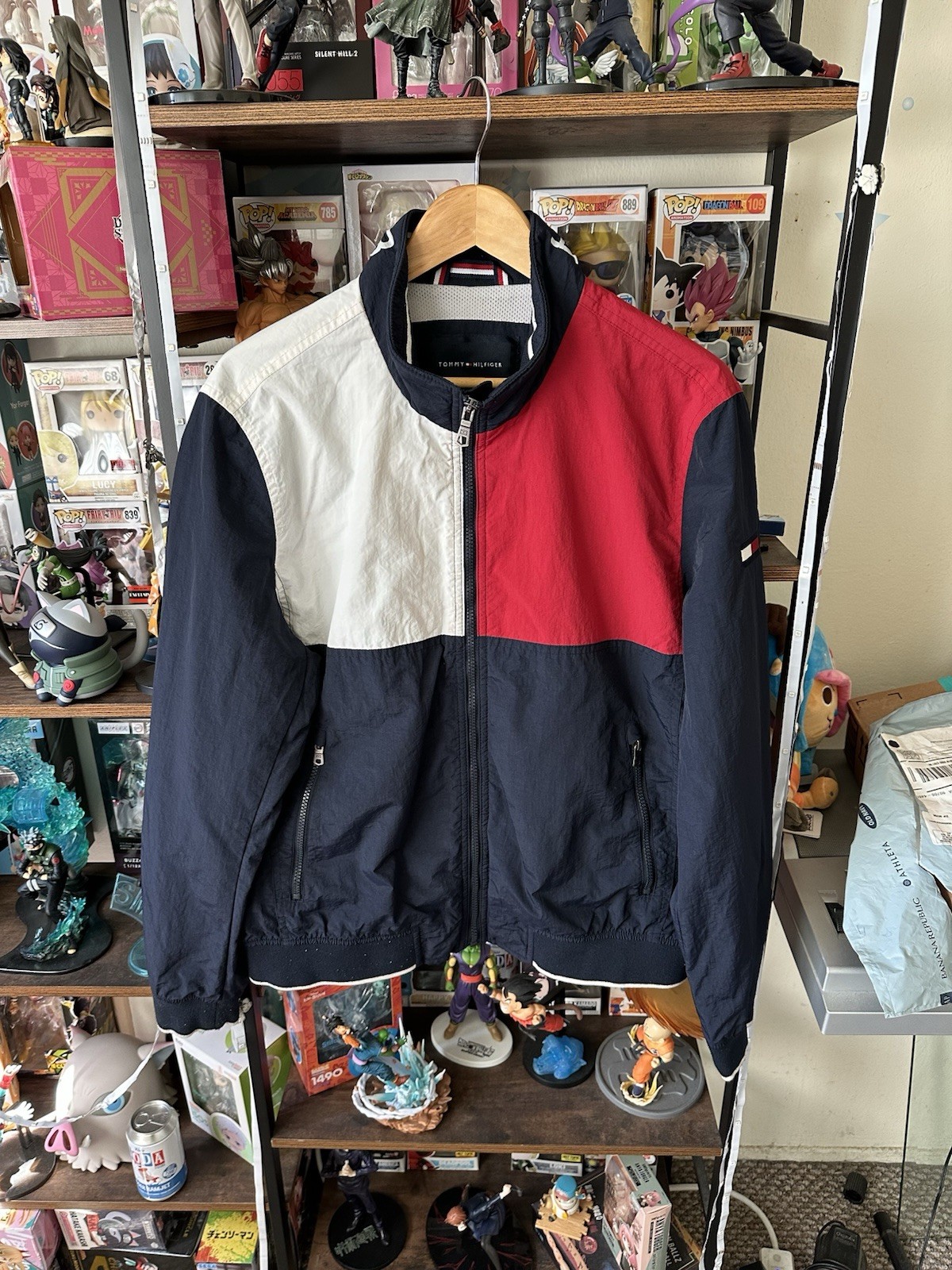 Tommy Hilfiger Red White Blue Colorblock Wind-Resistant Jacket Men’s Size L