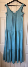 Calvin Klein Maxi Dress Sleeveless Pockets Jersey Blue Stretch Sz 6 New $139