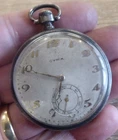 CYMA  ANTIQUE SILVER  GENTS  POCKET WATCH