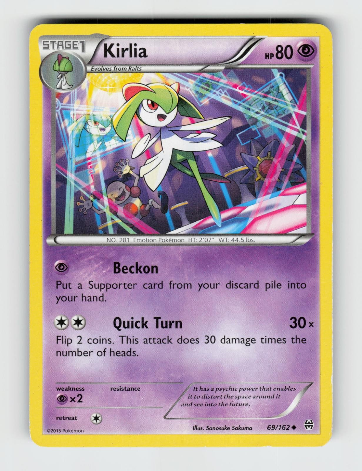Kirlia 69/162 Uncommon BREAKthrough Pokemon 2015 Moderately Played