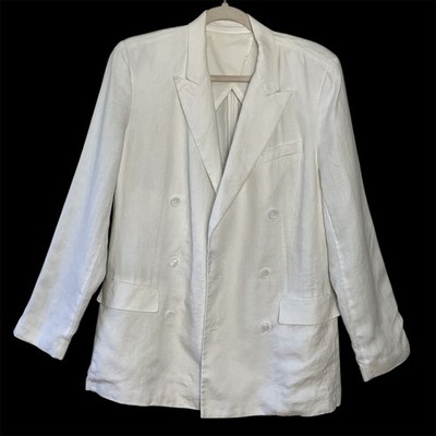 Alex Mill Womens S White Double Breasted Linen Blend Blazer Jacket Quiet Luxe