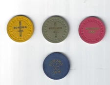 Set (3) casino chips, $1, $5, $10 & . Roul. from the Sonoma Inn Winnemucca NV SU